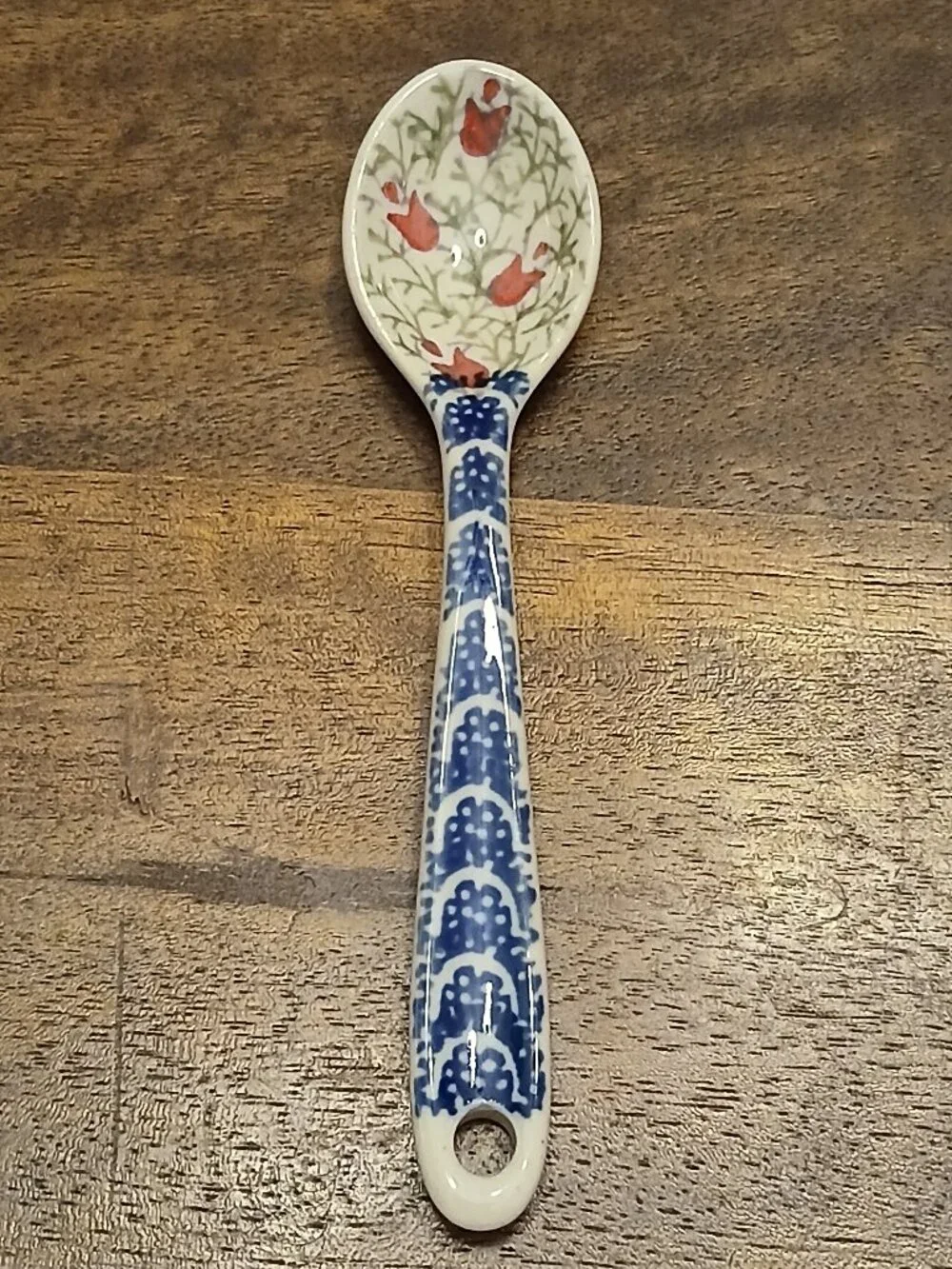 Polish Pottery Spoon - Red Floral Design